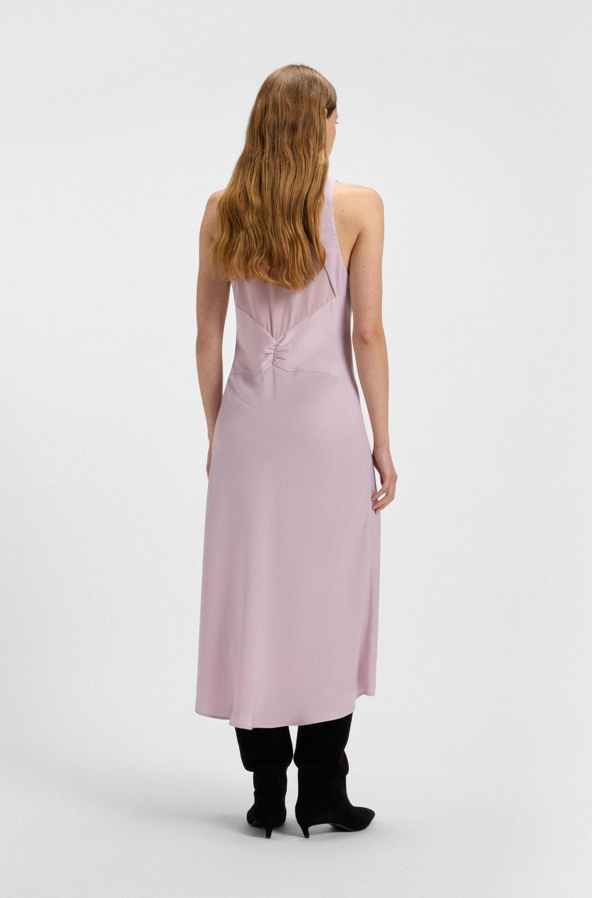 BOSS - Crinkle-satin dress with gathered front - Light Purple Product Image