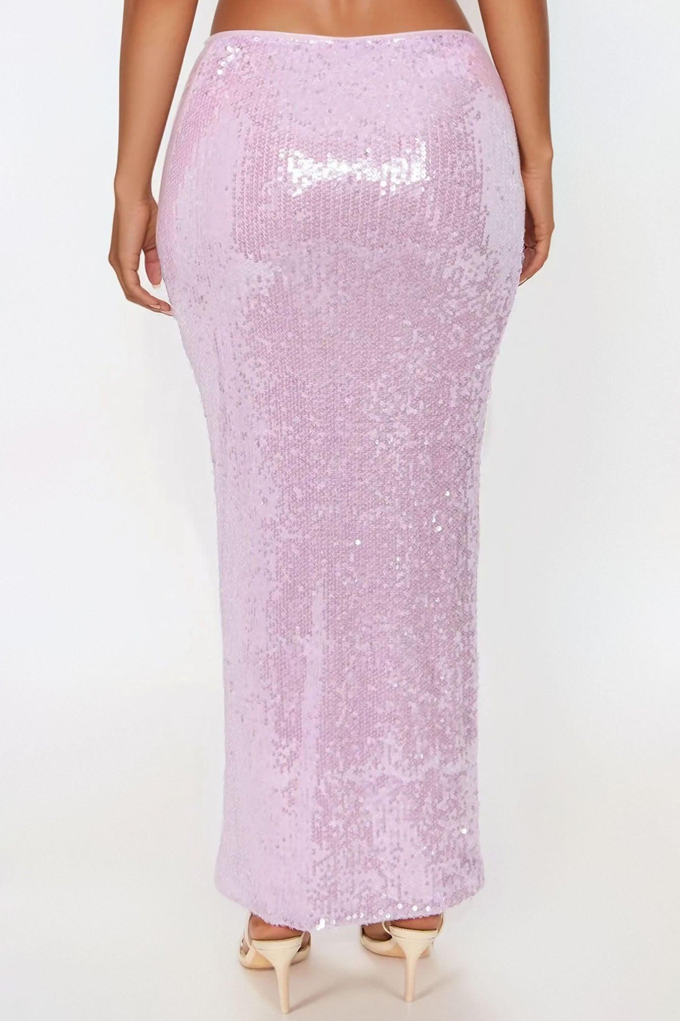 Lila Sequin Maxi Skirt - Lavender Product Image
