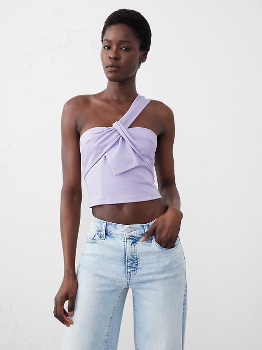 Knotted One-Shoulder Cropped Bustier Product Image