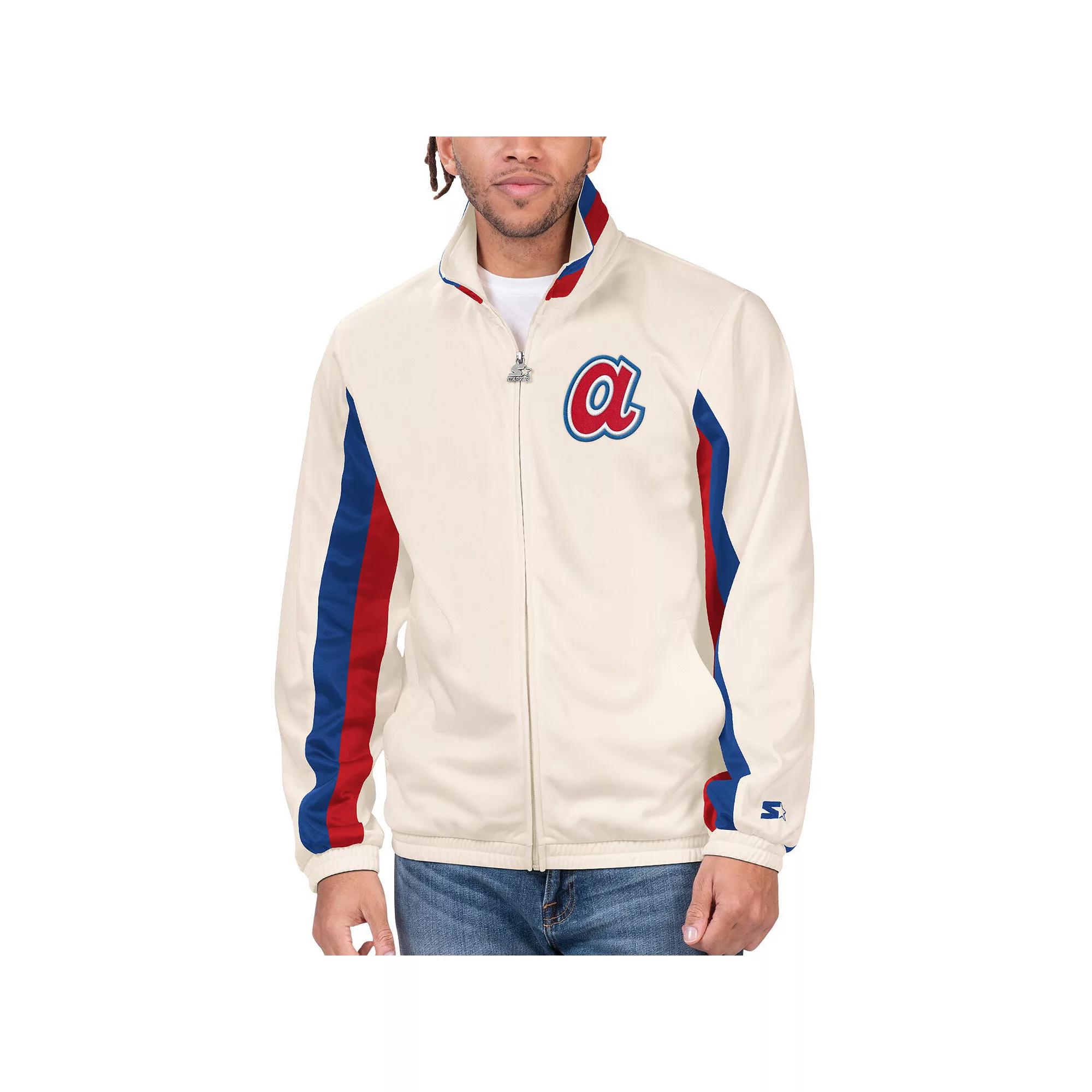 Men's Starter Cream Atlanta Braves Rebound Cooperstown Collection Full-Zip Track Jacket, Size: Small, Beige Product Image