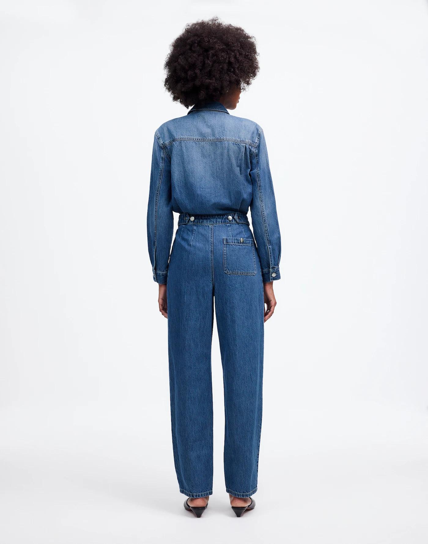 Pleated Barrel-Leg Jumpsuit in Baywood Wash: Airy Denim Edition Product Image