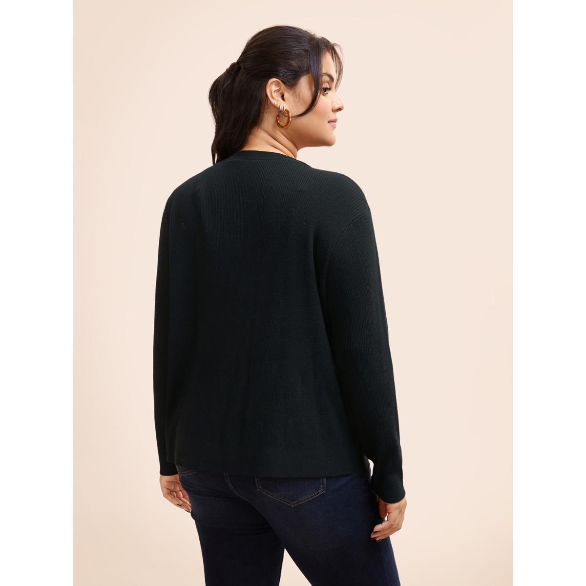 Plus Size Supersoft Essentials Solid Texture Cardigan Black Women Basics Loose Long Sleeve Everyday Cardigans BloomChic 10/M Product Image