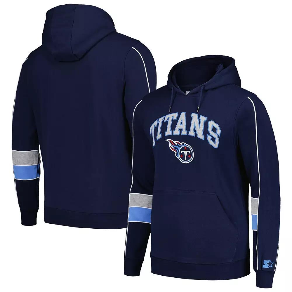 Men's Starter Navy Tennessee Titans Captain Pullover Hoodie,  Product Image