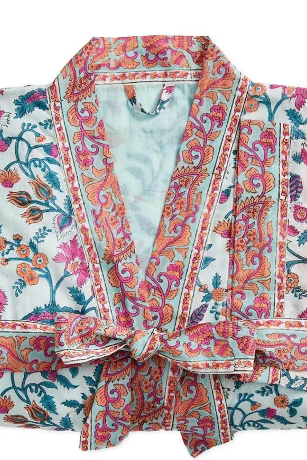 Laila Block Print lined Cotton Robe 100% indian Cotton Product Image