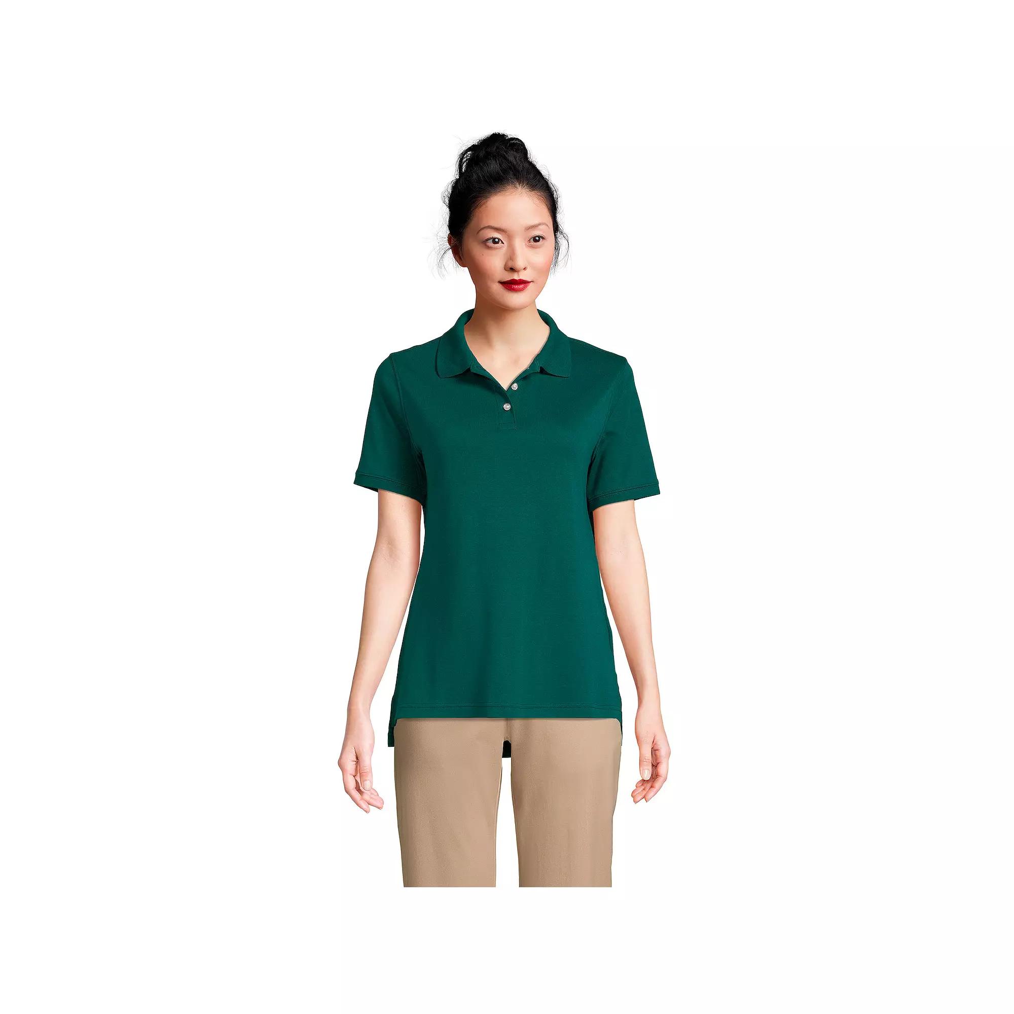 Women's Lands' End School Uniform Classic Short Sleeve Interlock Polo Top,  Product Image