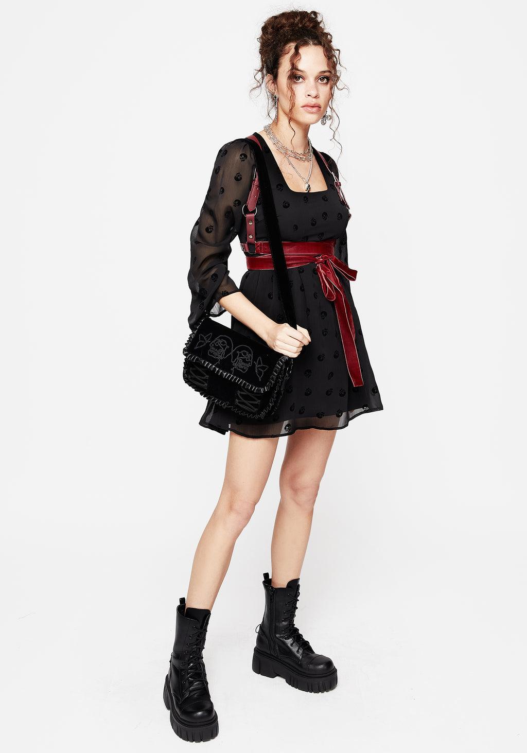 Bones Flocked Chiffon Mini Dress Product Image