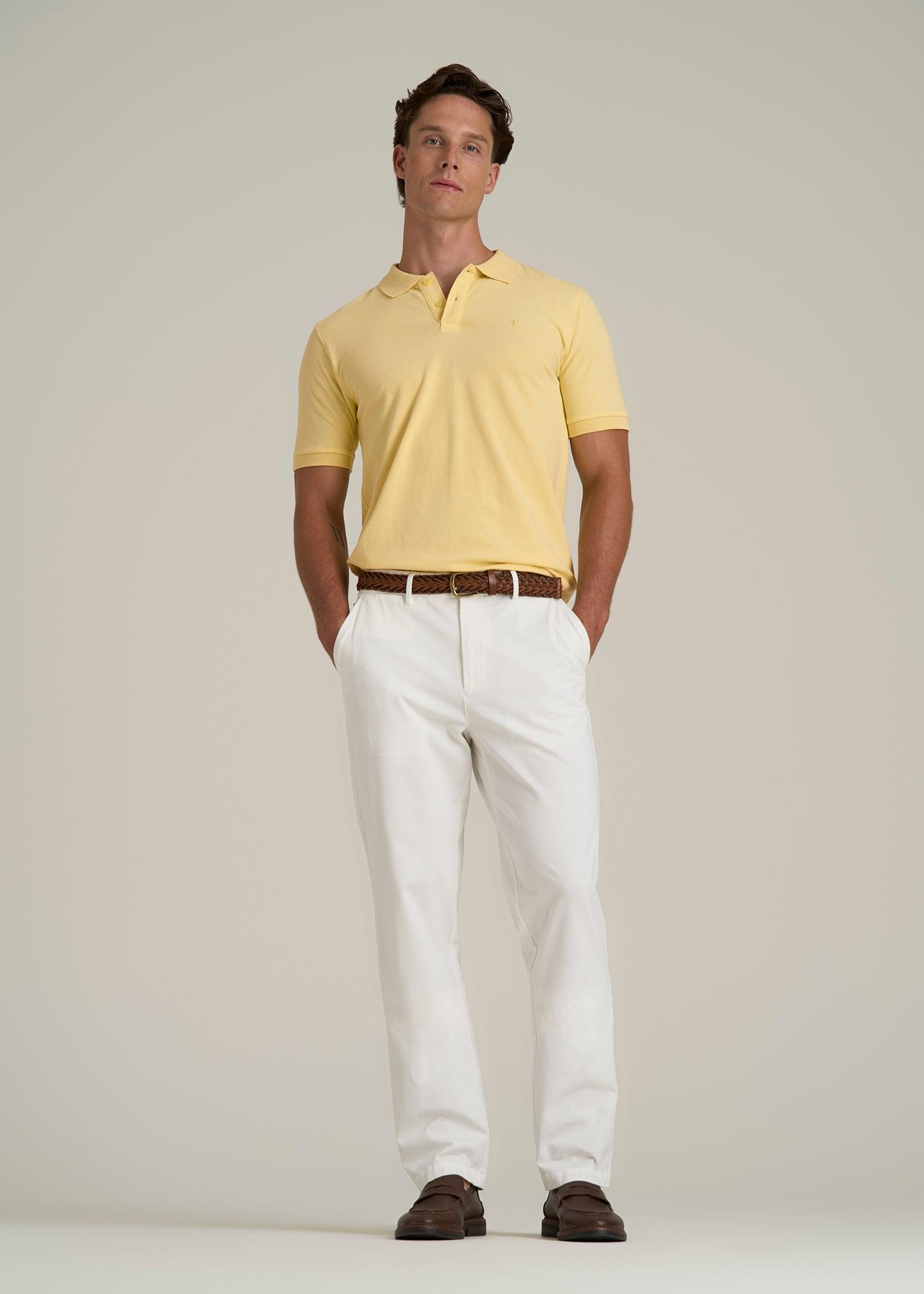 Classic Polo with Embroidered Logo for Tall Men in Lemon Drop Male Product Image