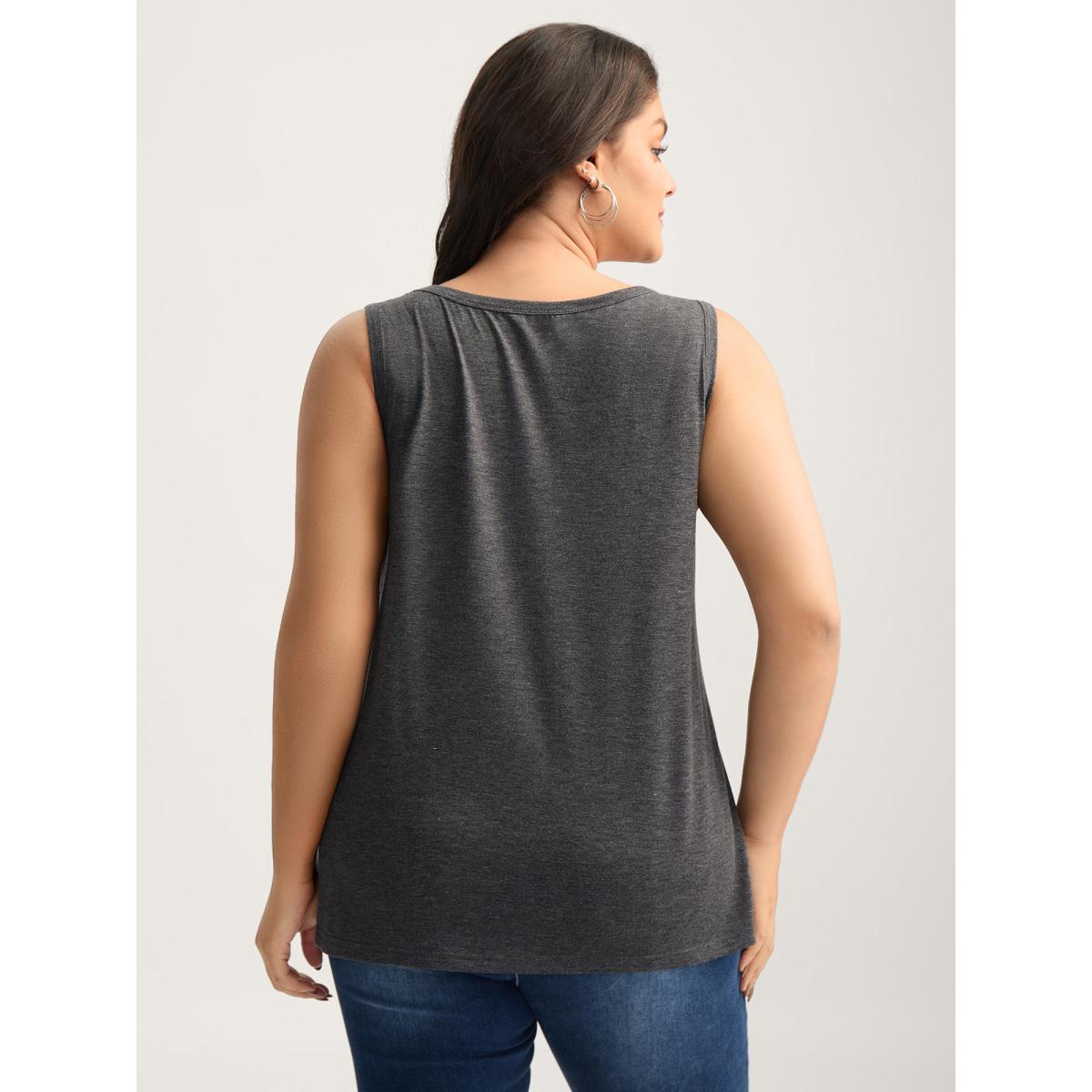 Plus Size Stars and Stripes Curvy Hem Tank Top Women DimGray Leisure Non Round Neck Casual Tank Tops Camis BloomChic 22-24/3X Product Image