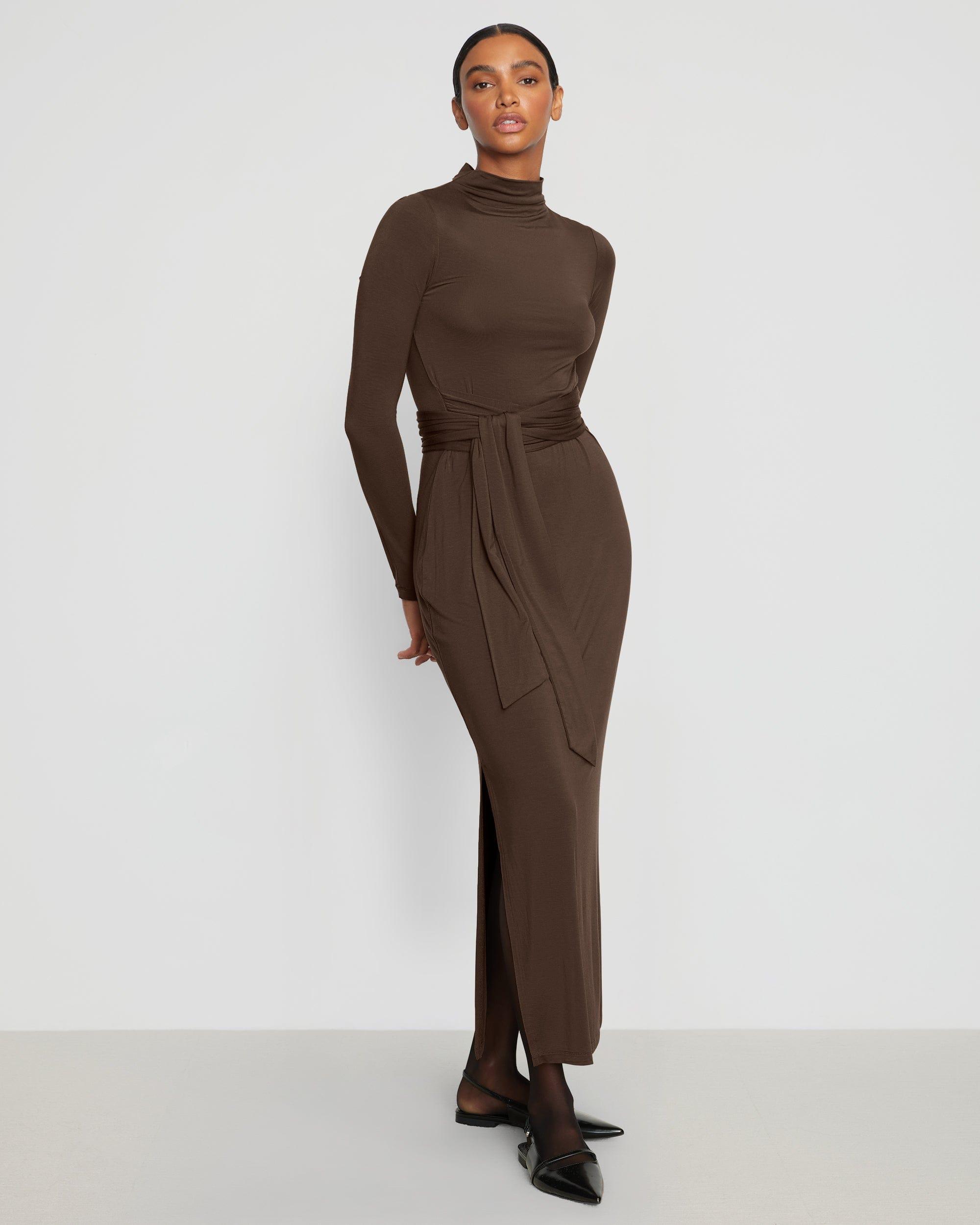 Vero Tie-Front Long-Sleeve Dress Product Image