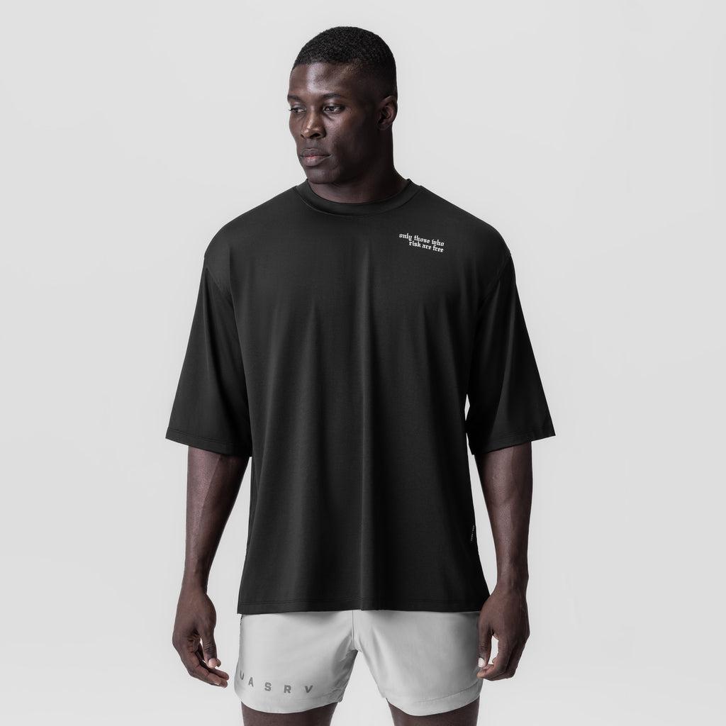 0841. 3D-Lite® 2.0 Lycra® 3/4-Sleeve Oversized Tee - Black "OTWR" Product Image