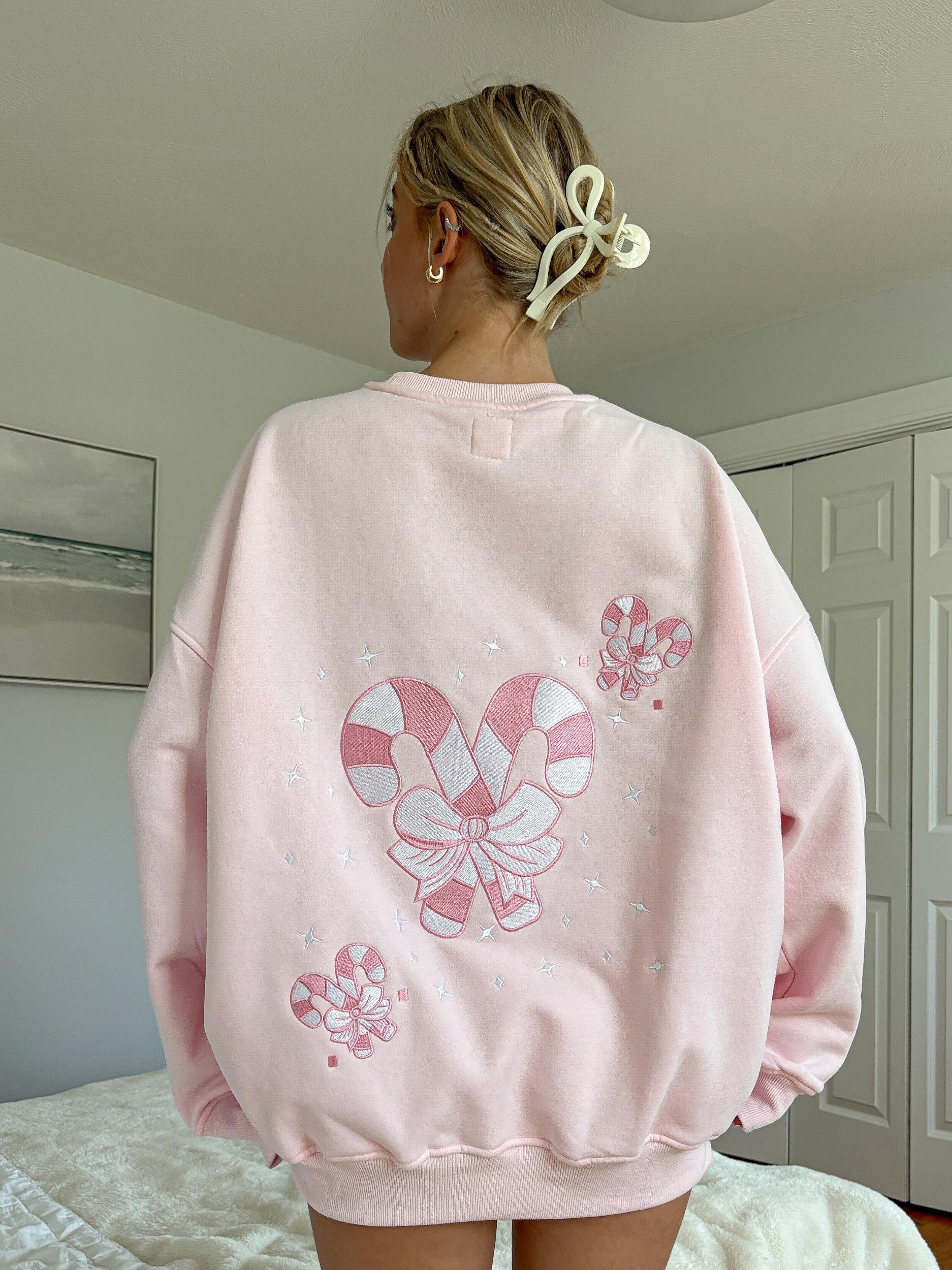 Light Pink Candy Cane Wonderland Sweatshirt Product Image