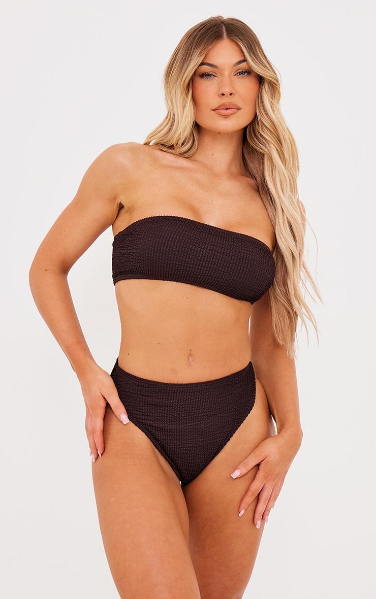 Chocolate Mix & Match Crinkle Bandeau Bikini Top Product Image