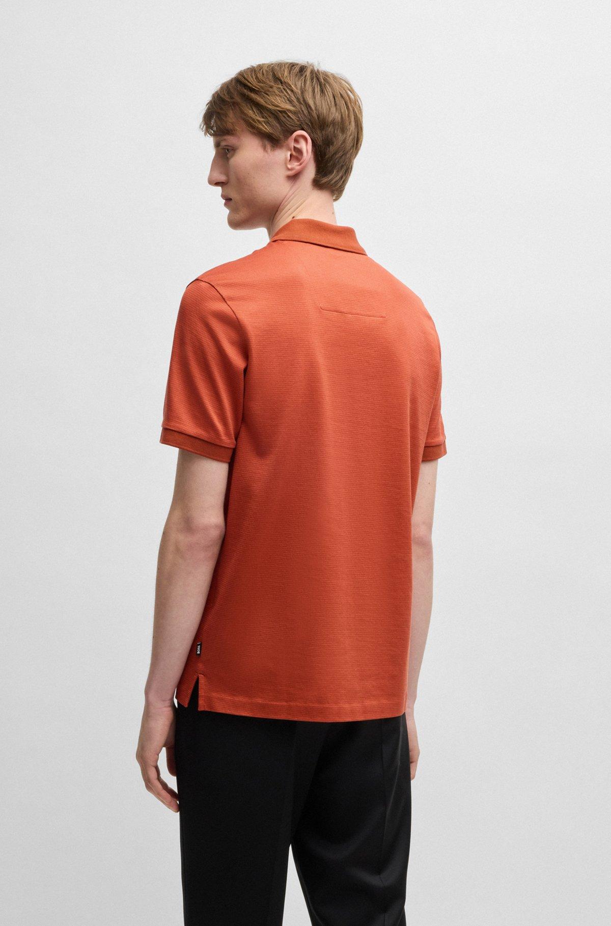 Micro-pattern polo shirt in mercerised cotton Product Image