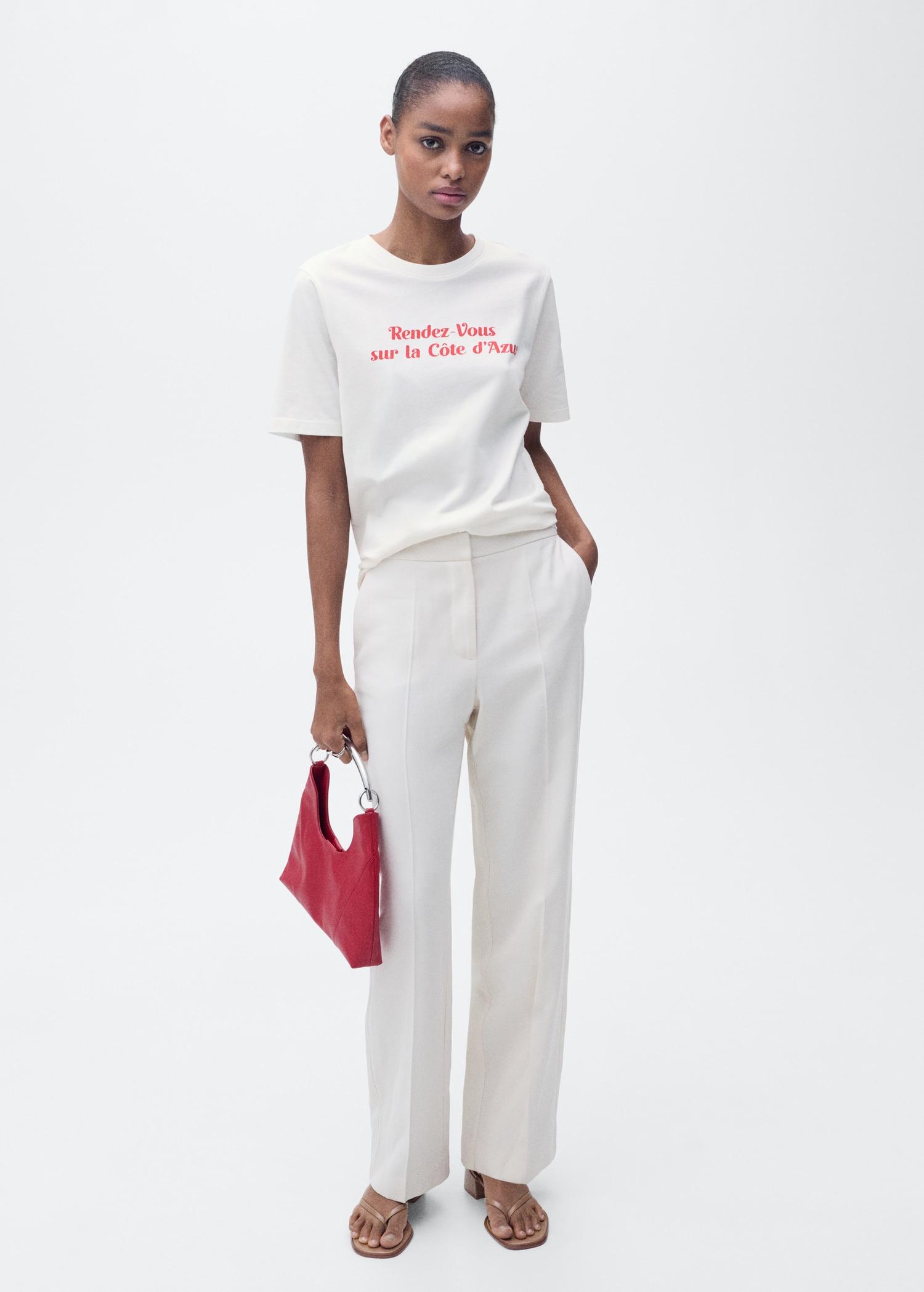 Short-sleeved printed t-shirt - Women | MANGO USA Product Image