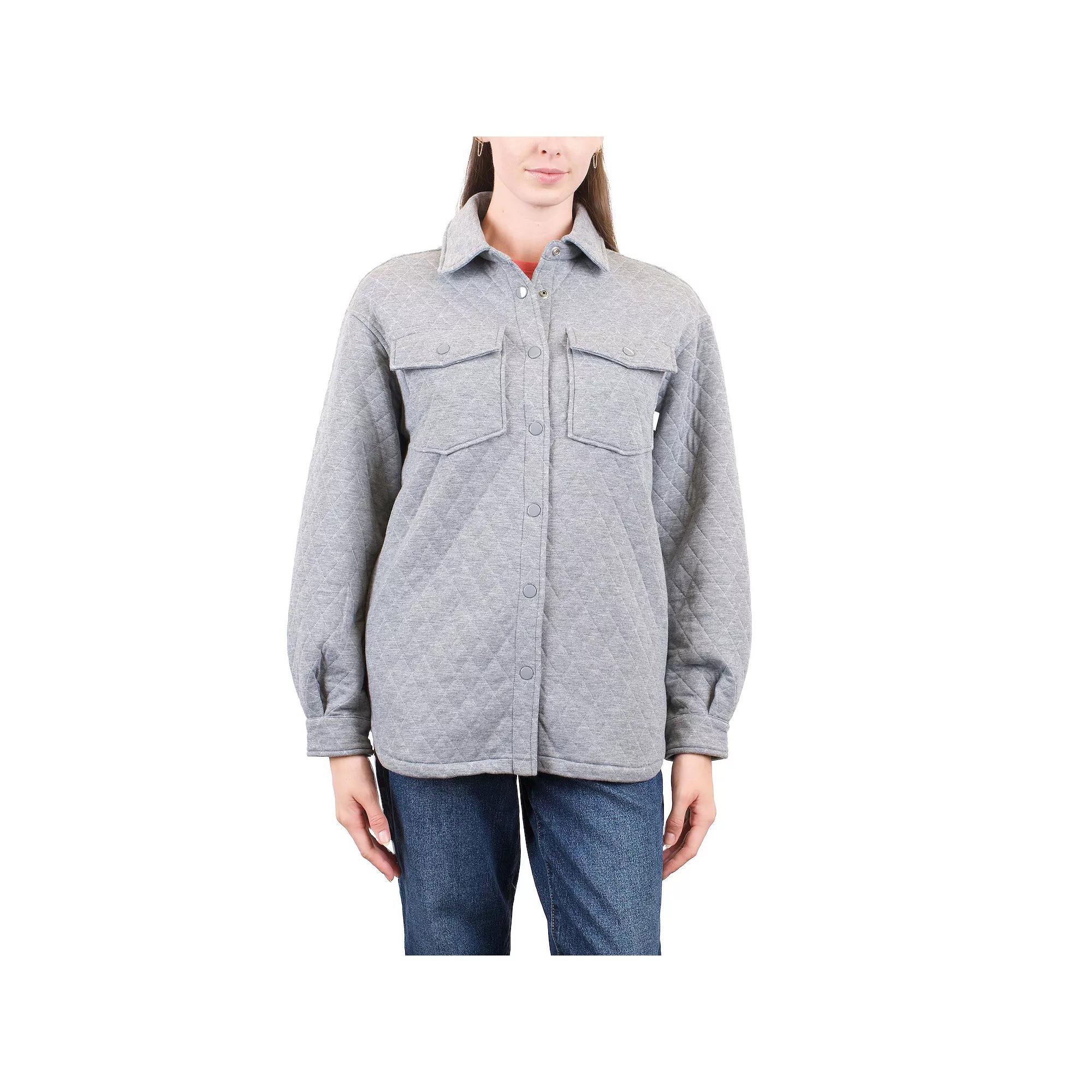 Women's Mountain and Isles Diamond Quilted Shirt Jacket, Size: Medium, Grey Product Image