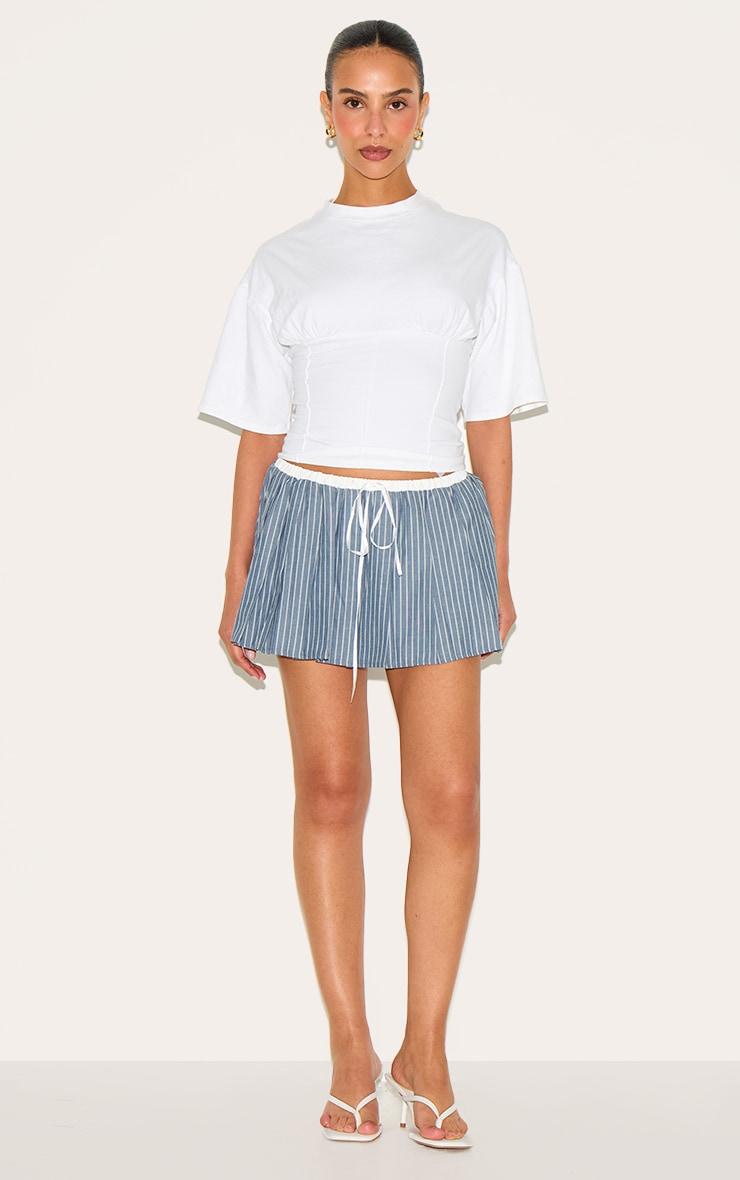 Petite Grey Waistband Detail Pinstripe Mini Skirt Product Image