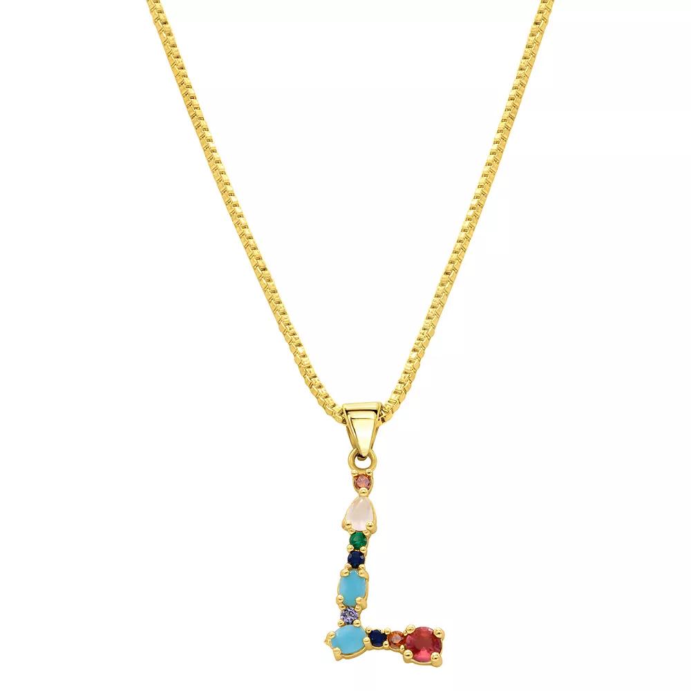 Adornia Gold Tone Multi Color Cubic Zirconia Initial Necklace, Women's,  Product Image