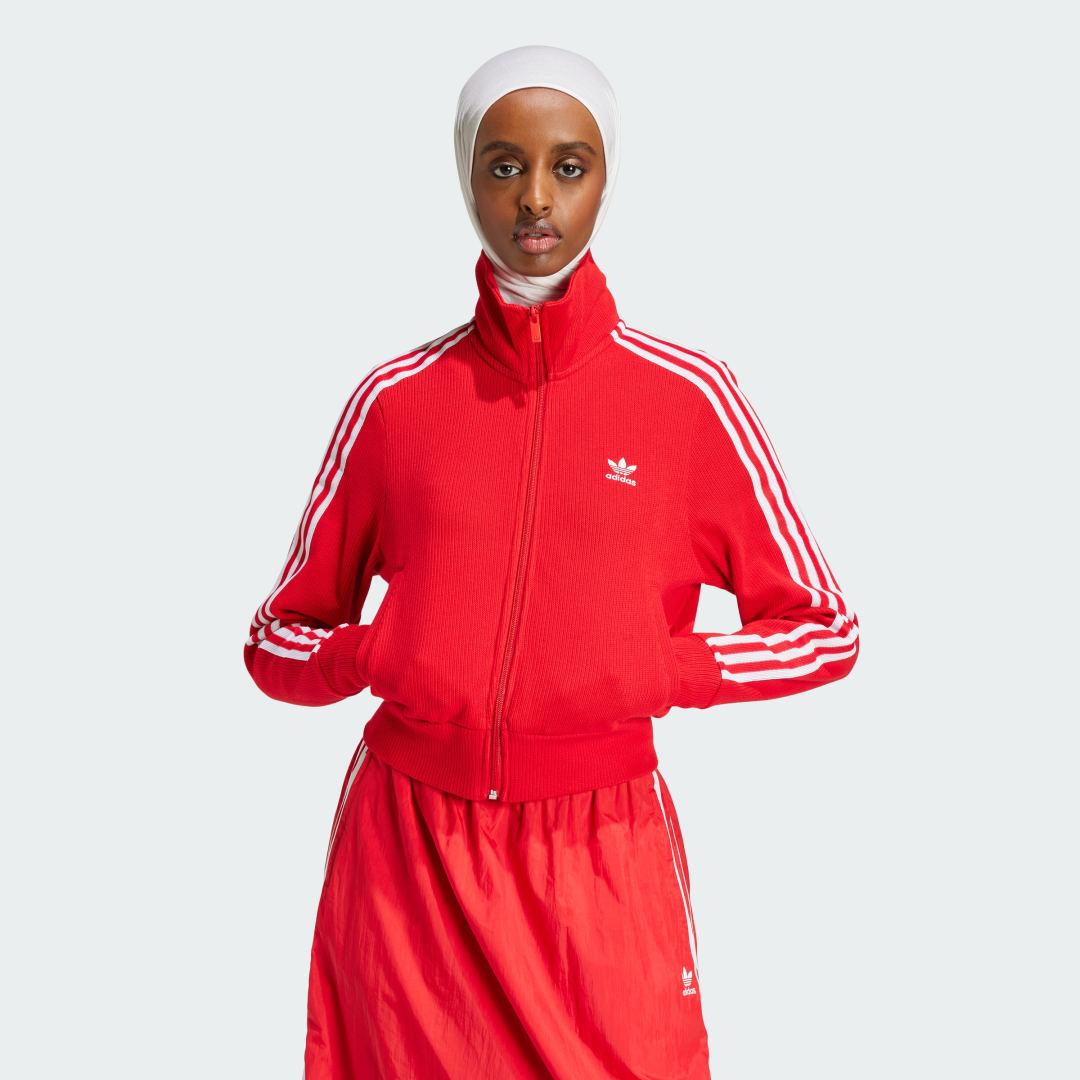 adidas Adicolor Knit Top Better Scarlet L Womens Product Image