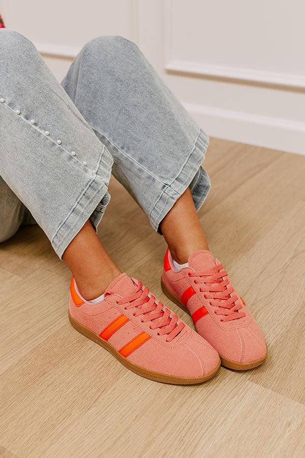 The Sutton Faux Suede Sneaker in Pink Product Image
