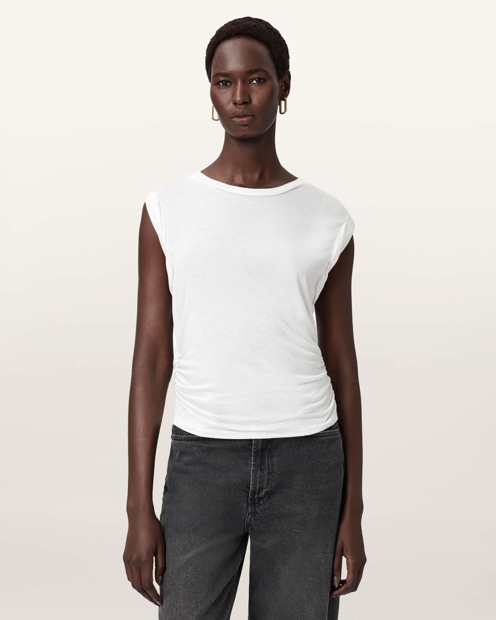 West Shimmer Tank Top STONE WHITE | ALLSAINTS US Product Image