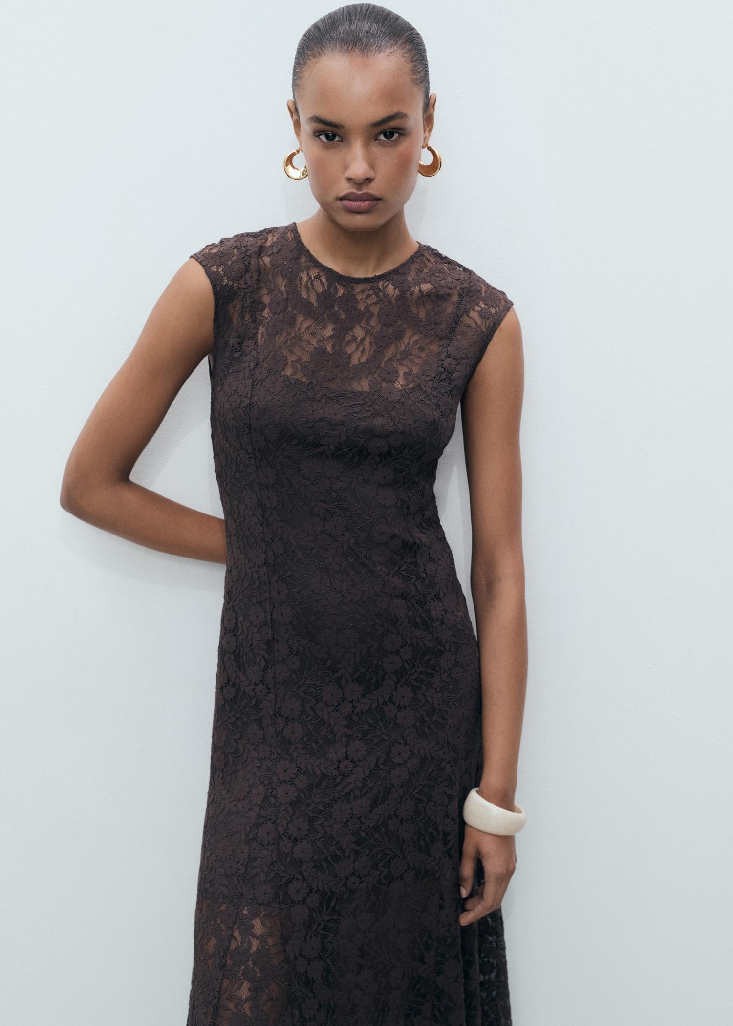 Lace A-line dress - Women | MANGO USA Product Image