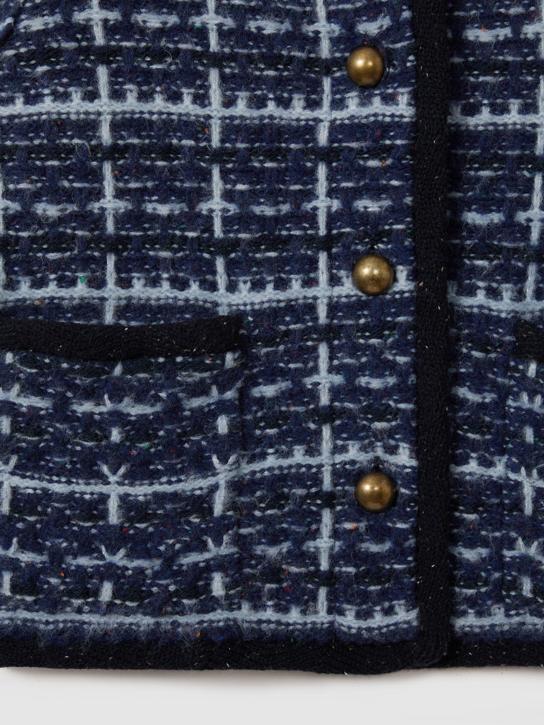 Tweed-Effect Cardigan with Merino in Blue Product Image