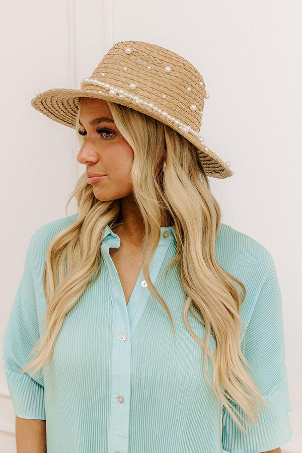Yacht Club Pearl Embellished Raffia Hat Product Image