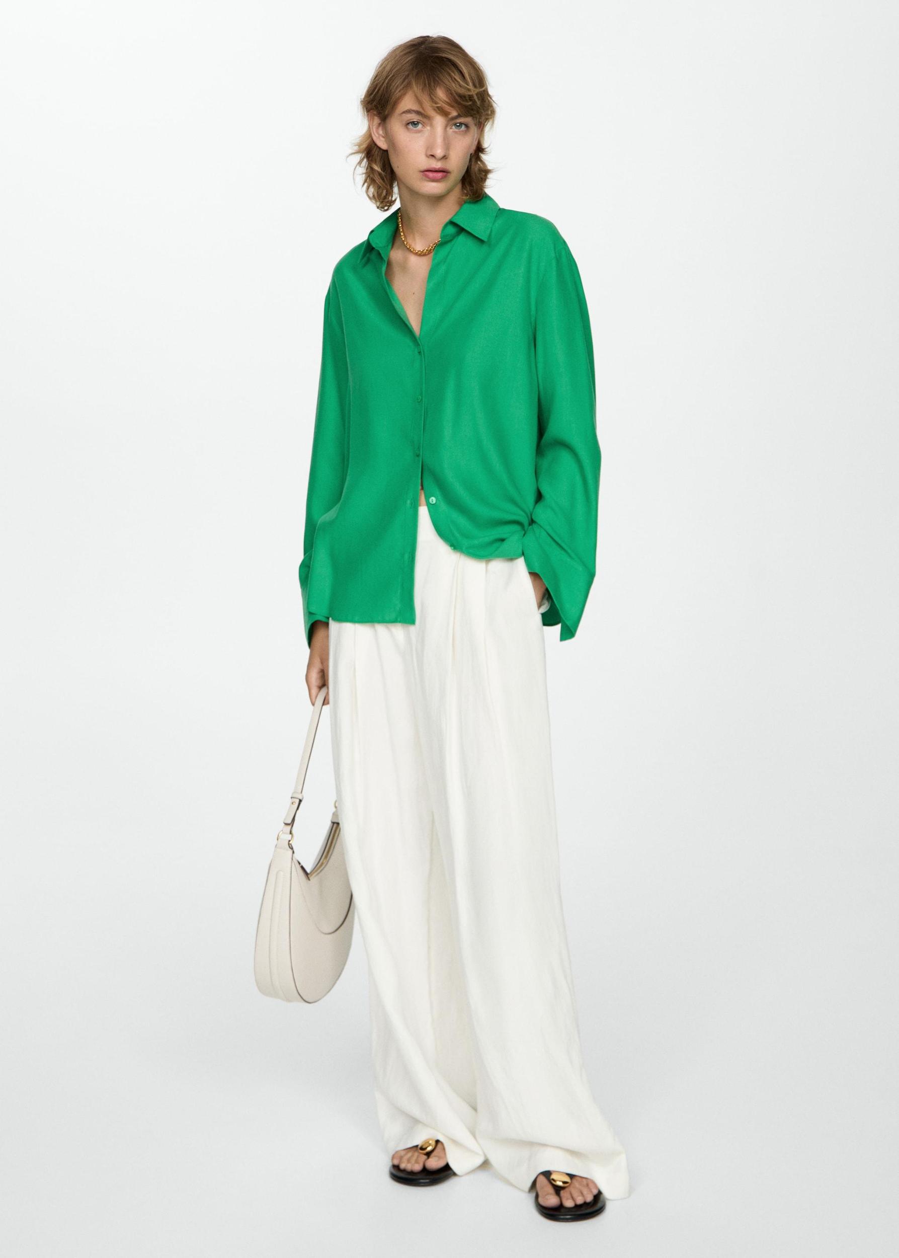 Lyocell fluid shirt - Women | MANGO USA Product Image