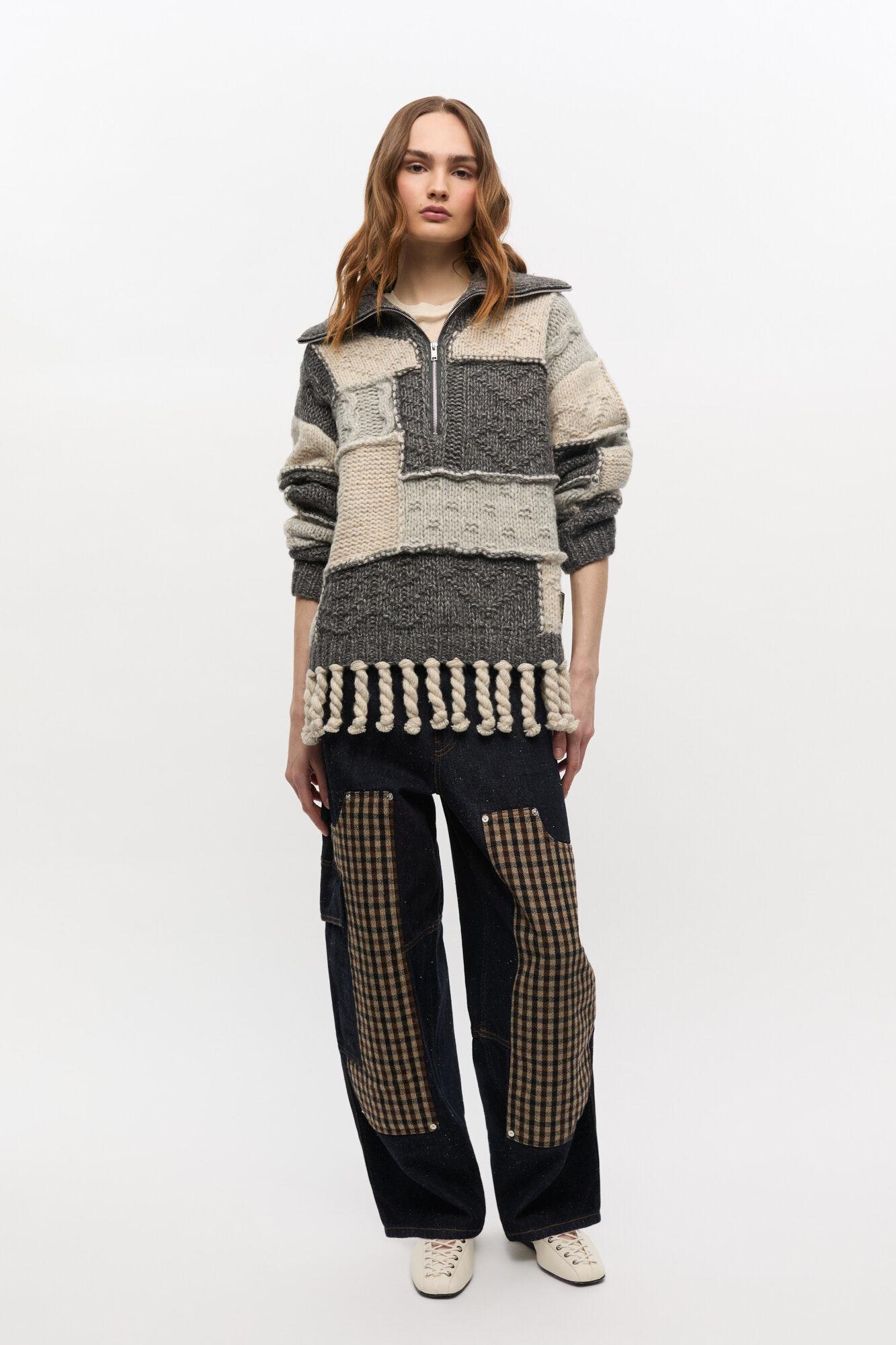 Patchwork Fringe Sweater Product Image
