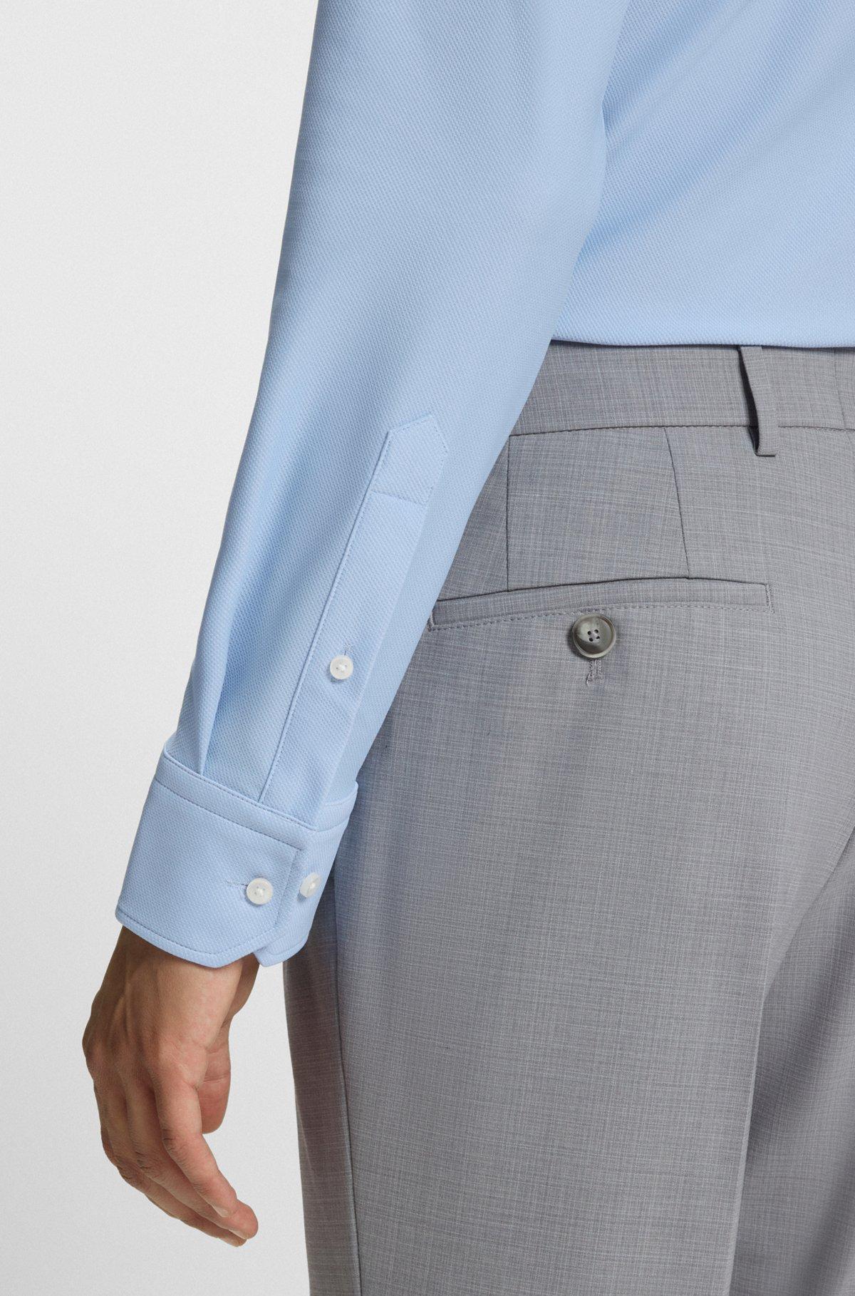BOSS - Regular-fit shirt in structured stretch jersey - Light Blue Product Image