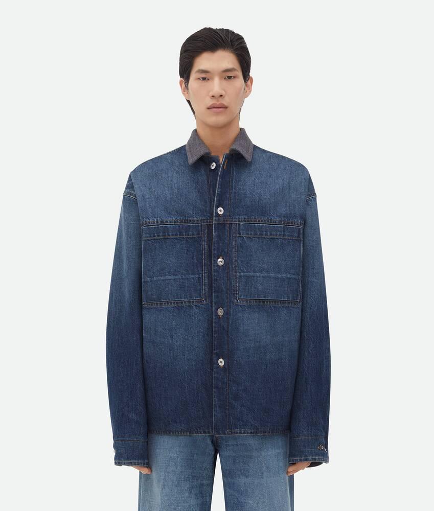 Men's Reversible Wool Denim Jacket in Mid blue/grey melange Product Image