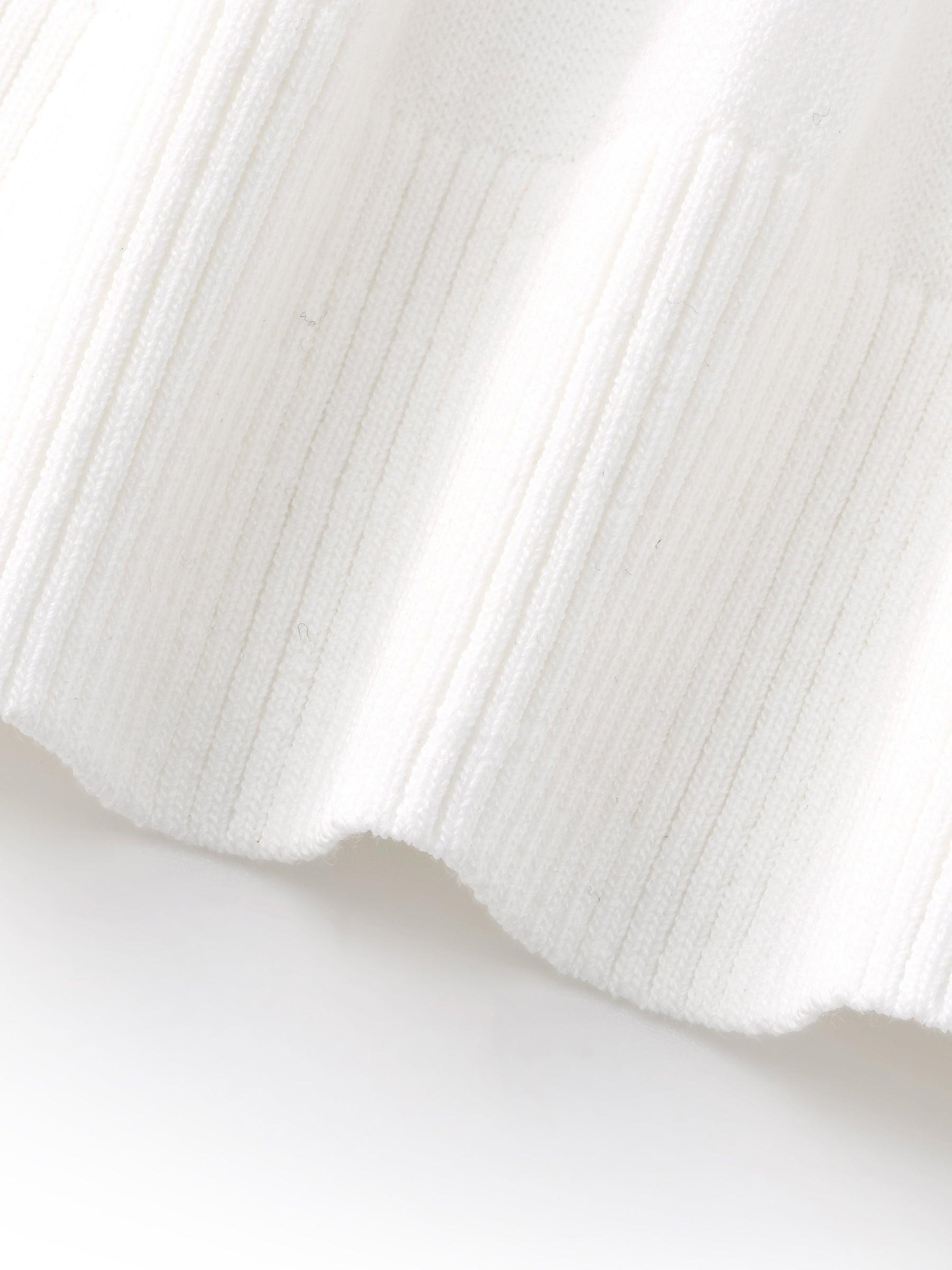 Tencel Blend Openwork Women Ruffle Round Neck Knit Top Product Image