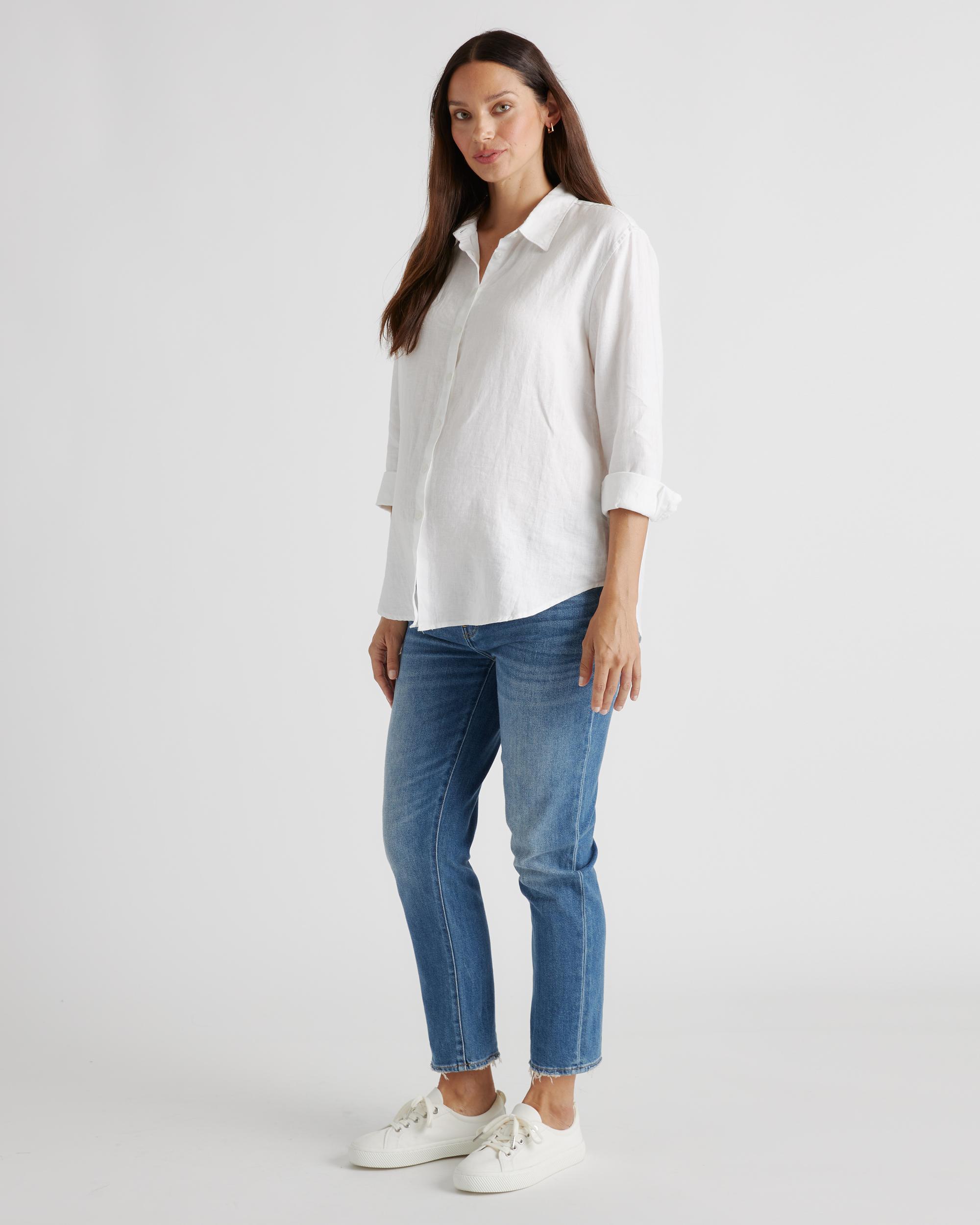 Quince | Women's 100% European Linen Maternity Long Sleeve Shirt Size XS Product Image