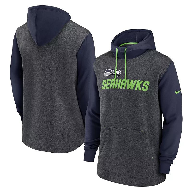 Men's Nike Heathered Charcoal/College Navy Seattle Seahawks Surrey Legacy Pullover Hoodie,  Product Image