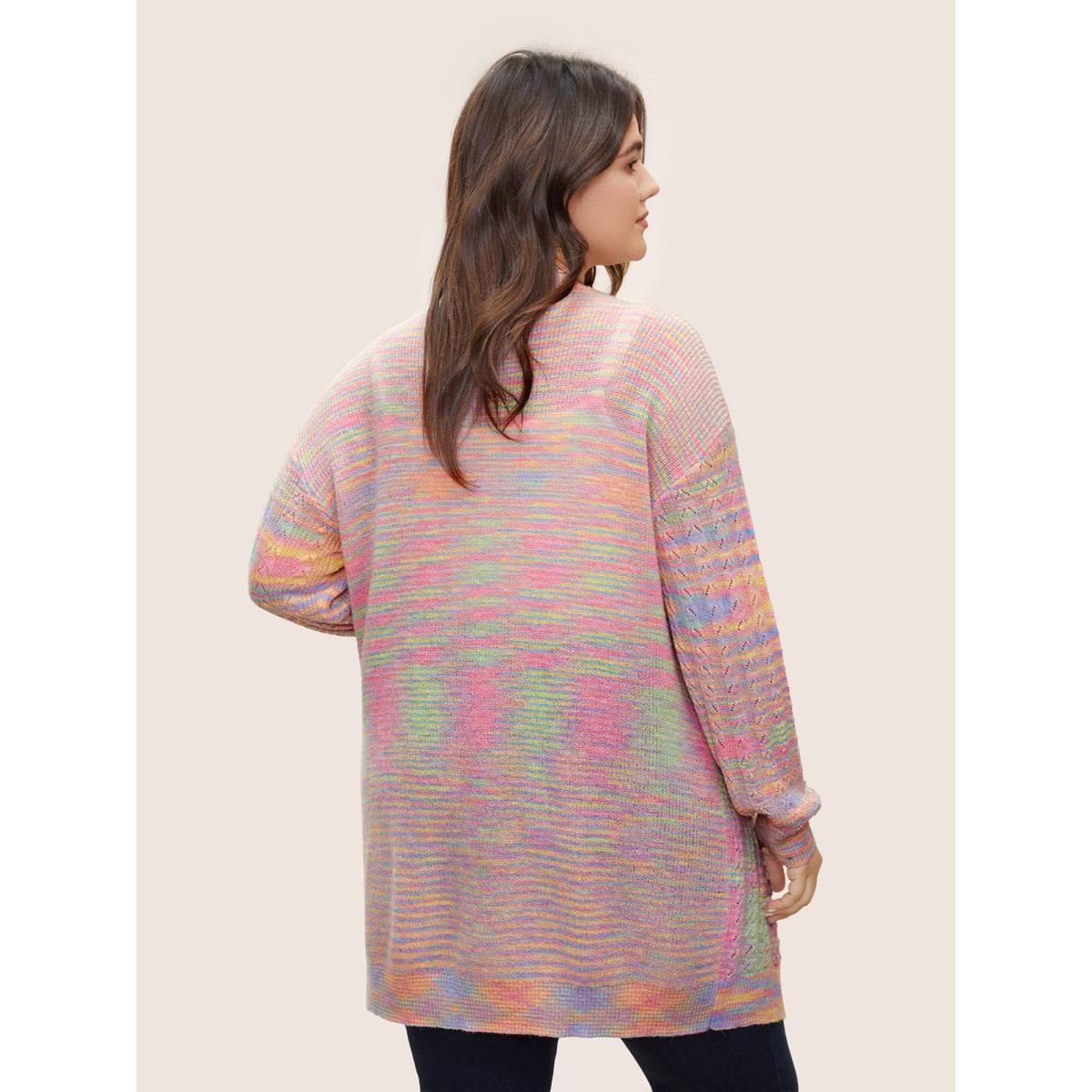 Plus Size Ombre Heather Texture Cable Knit Pocket Cardigan Multicolor Women Casual Long Sleeve Everyday Cardigans BloomChic 18-20/2X Product Image