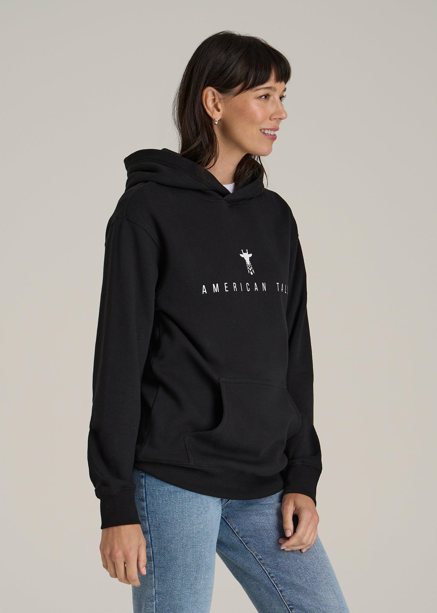 Logo Hoodie for Tall Women in Black Female Product Image