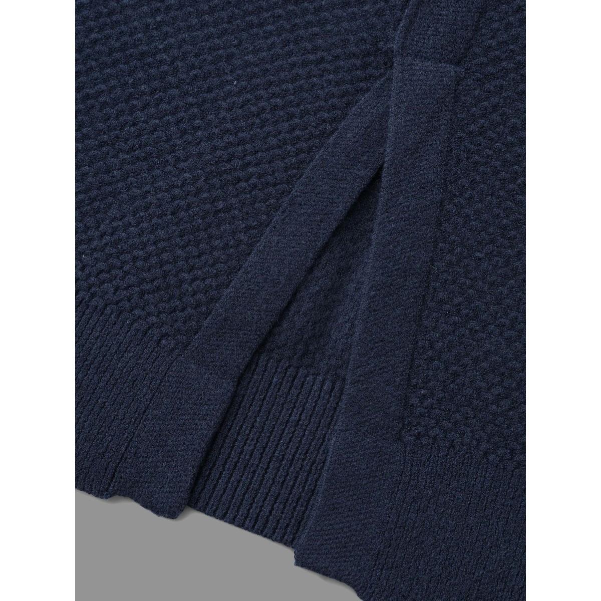 Plus Size Supersoft Essentials Textured Back Slit Pullover Indigo Women Casual Loose Long Sleeve Round Neck Everyday Pullovers BloomChic 12/L Product Image