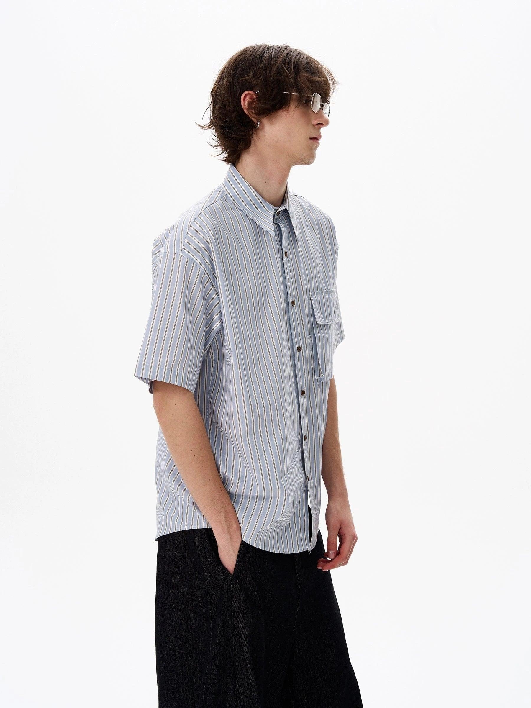 RT No. 18188 RETRO STRIPE BUTTON-UP SHIRT Product Image
