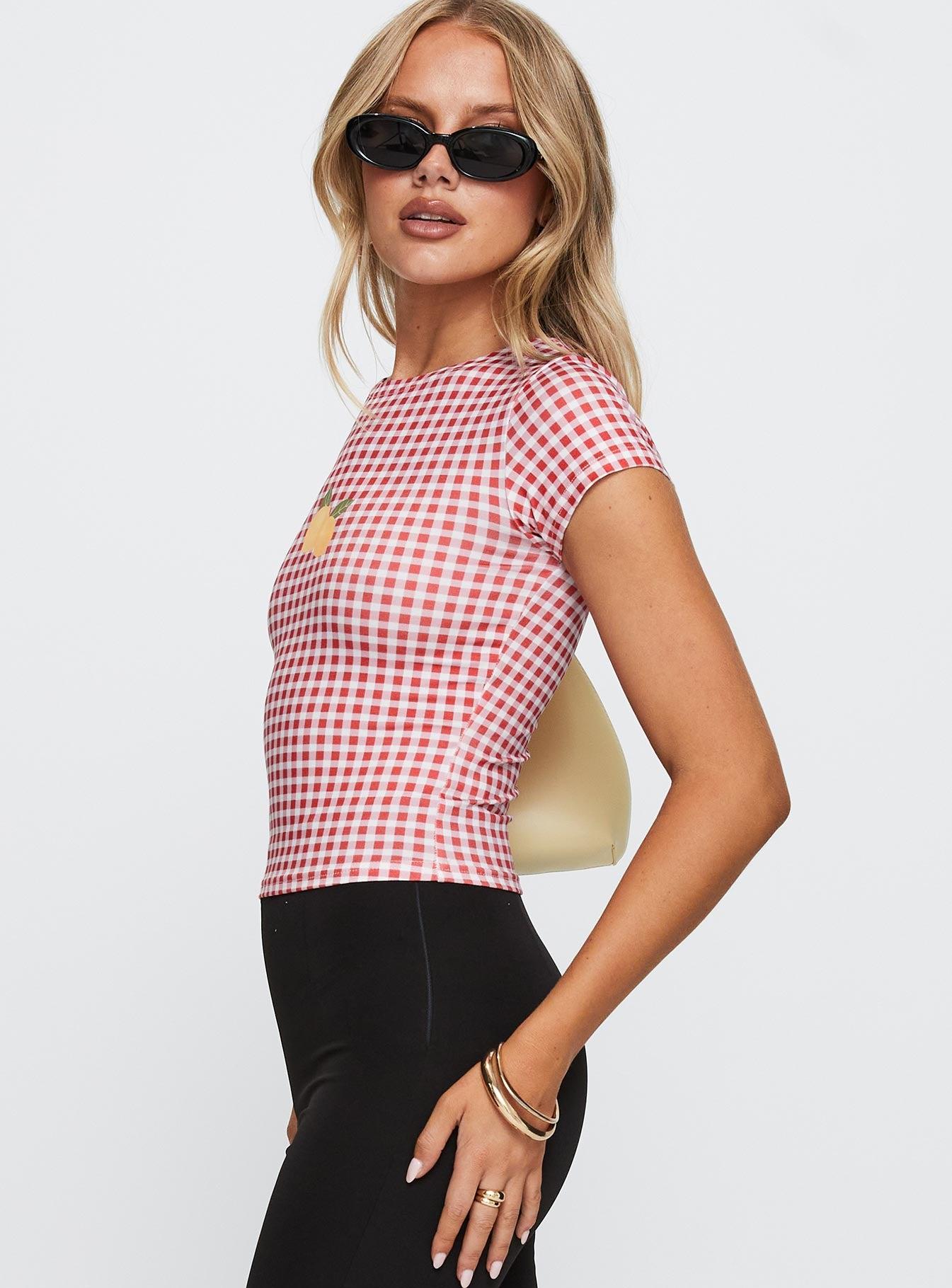 Marcello Graphic Top Red Check Product Image