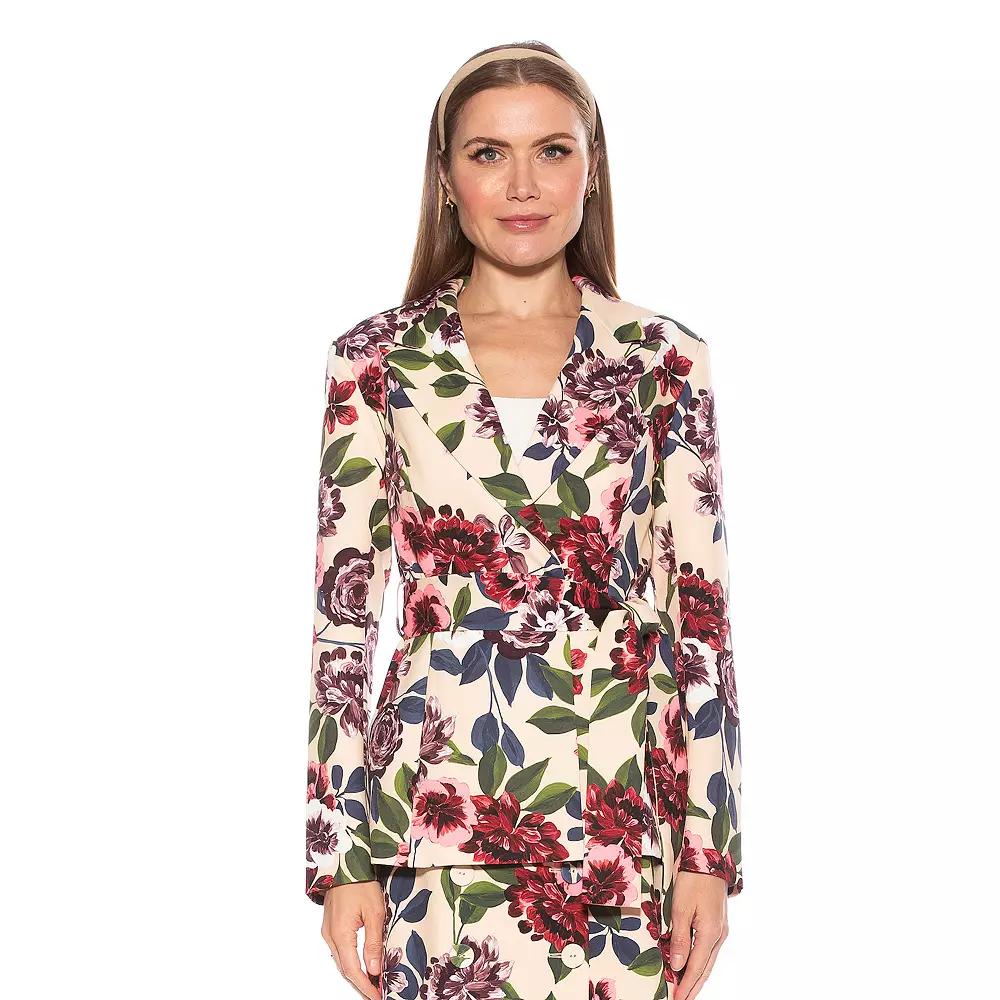 Women's ALEXIA ADMOR Olya Long Blazer Jacket with Belt, Size: 12, Zebra Product Image