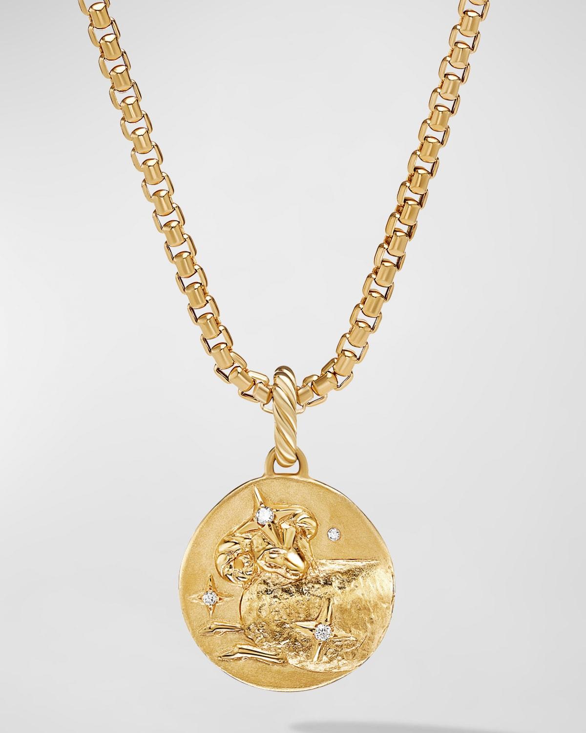 Womens Zodiac Amulet in 18K Yellow Gold with Diamonds Product Image