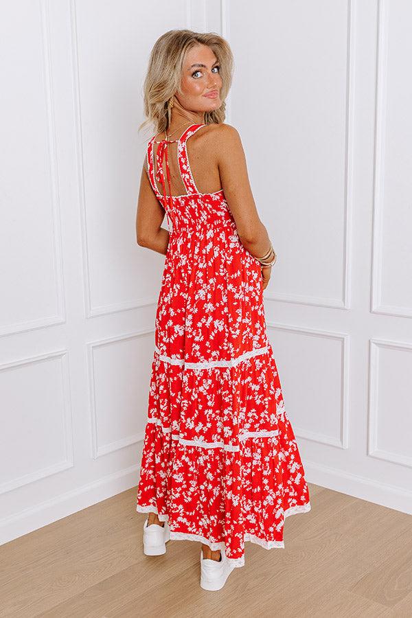 Southern Charm Floral Maxi Dress in Red Product Image