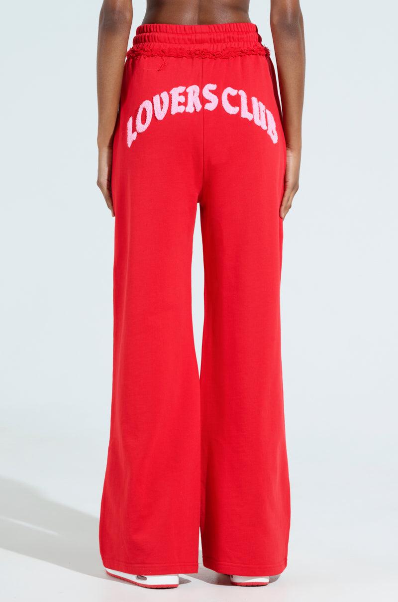 LOVERS CLUB WIDE LEG JOGGER IN RED Product Image