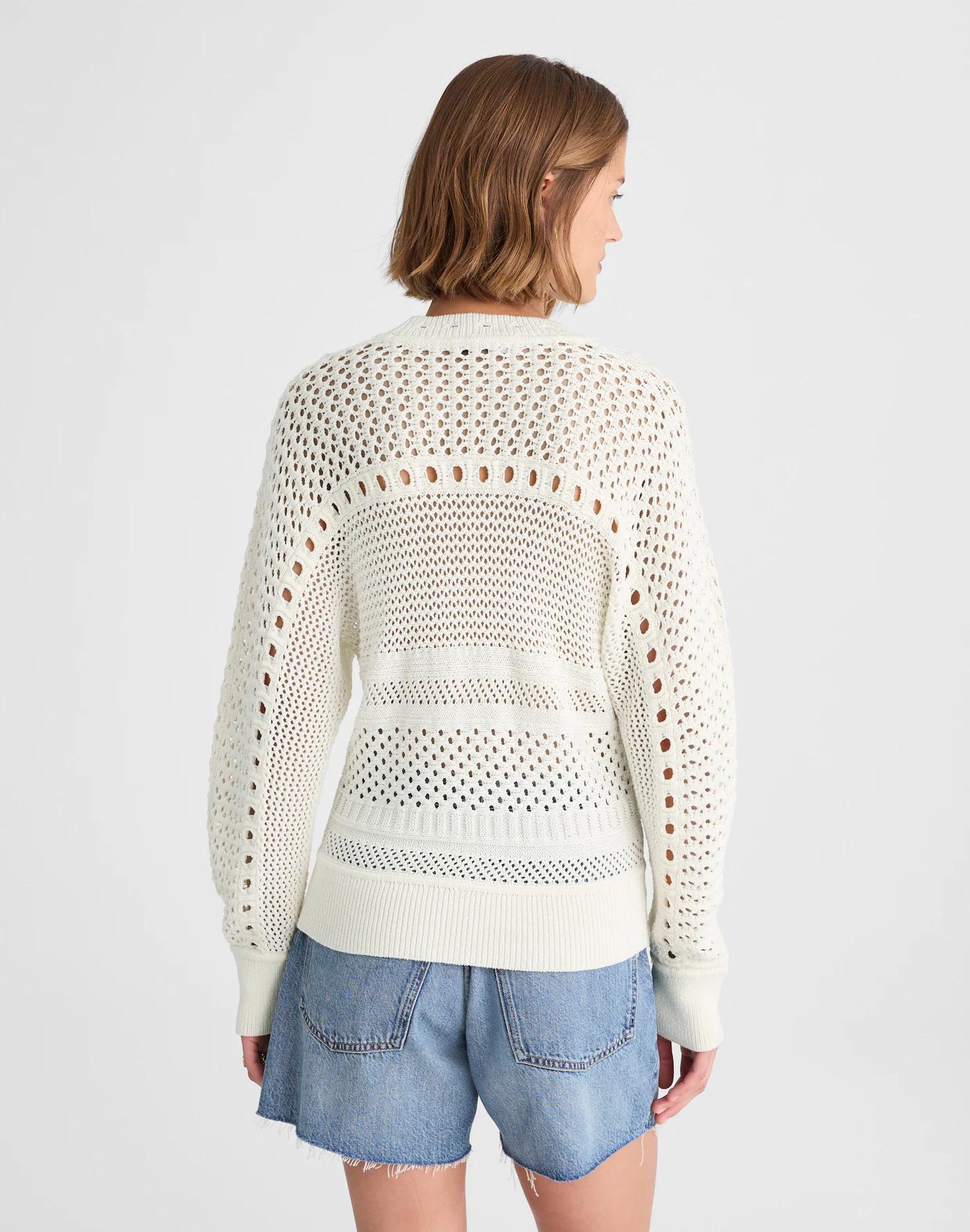 Open-Stitch Cotton Pullover Sweater Product Image