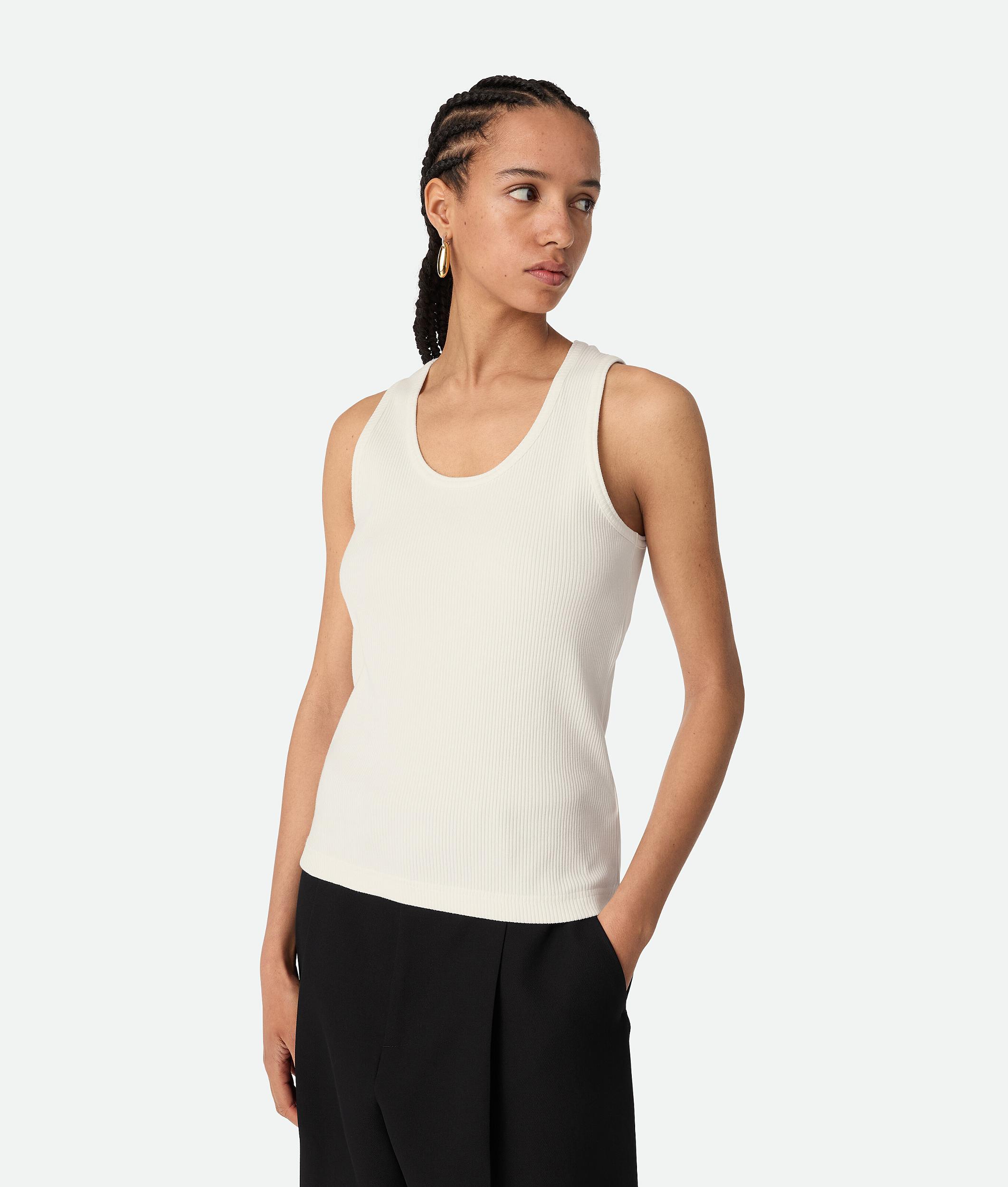Women's Cotton Ribbed Tank Top in Chalk Product Image
