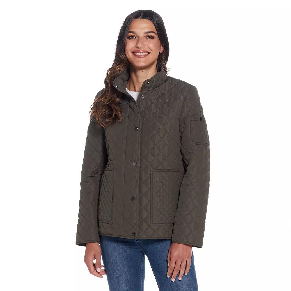 Women's Weathercast Mixed Diamond Quilted Modern Barn Jacket, Size: Large, Dusty Green Product Image