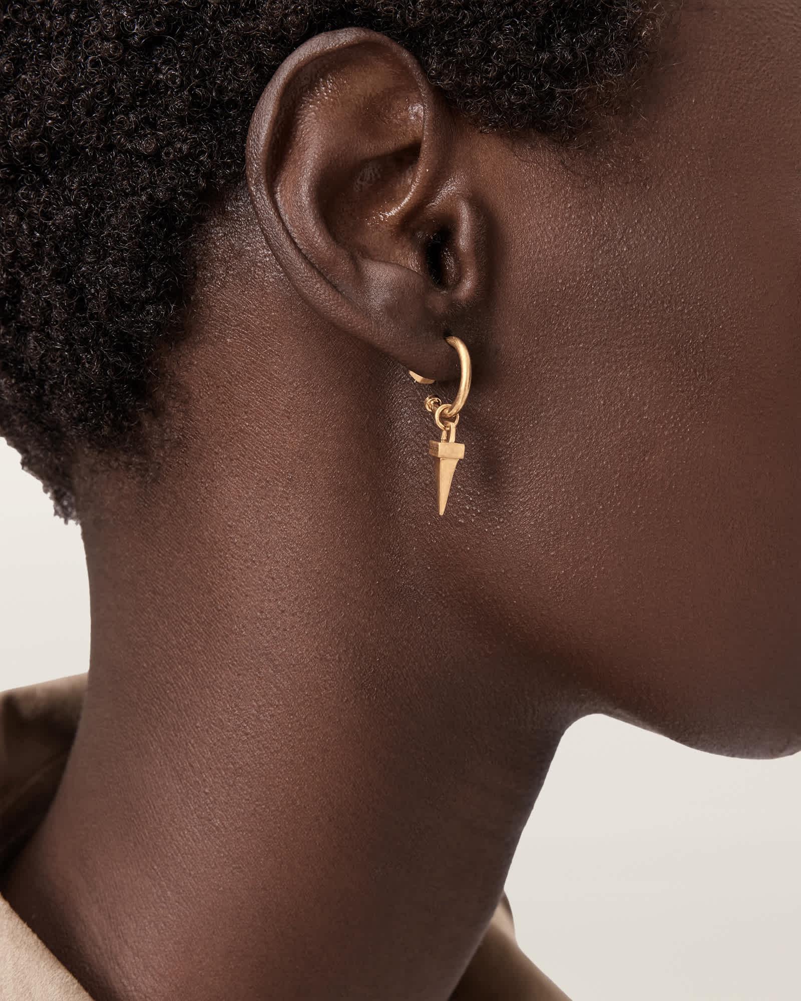 Trudy Small Chain Hoop Earrings WARM BRASS/GREY | ALLSAINTS US Product Image