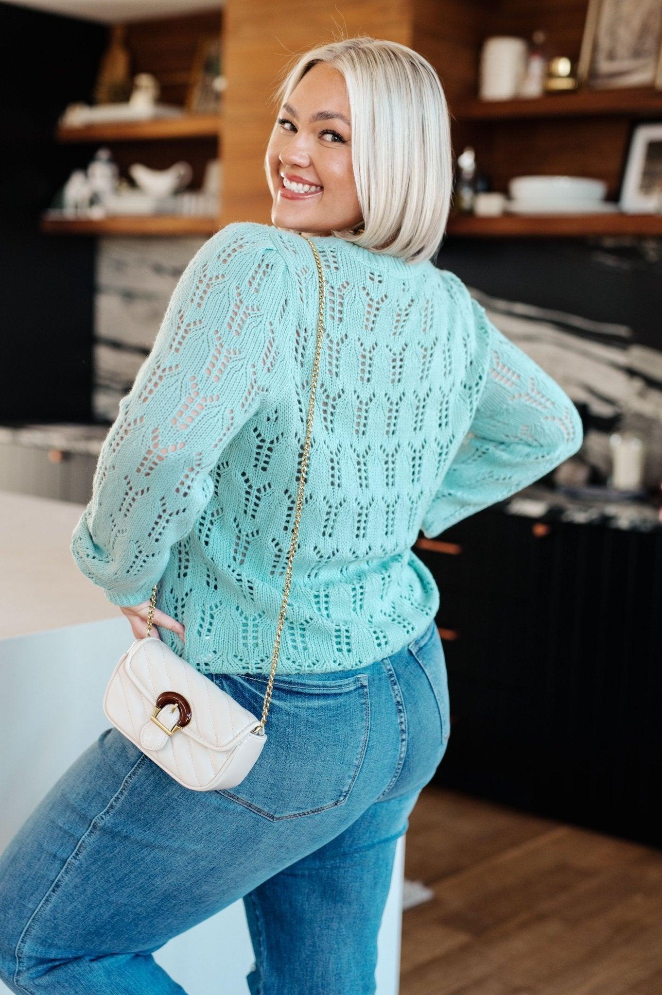 Hole In One Sheer Pointelle Knit Sweater Product Image
