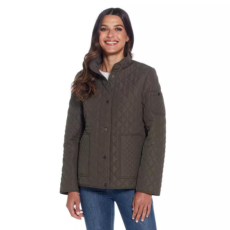 Women's Weathercast Mixed Diamond Quilted Modern Barn Jacket, Size: Large, Dusty Green Product Image