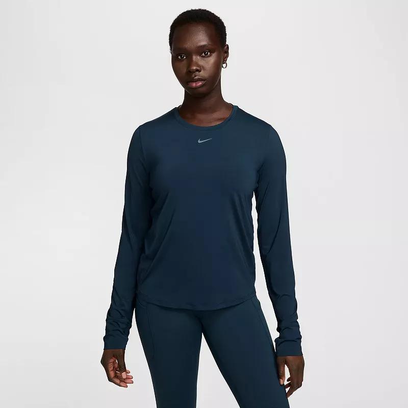 Women's Nike One Classic Dri-FIT Long Sleeve Top, Size: XXL, Armory Blue Product Image